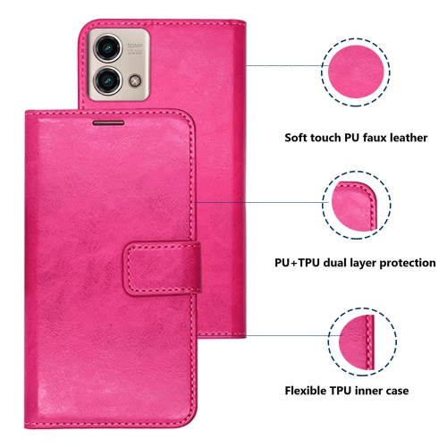 XCRS Folio Magnetic Wallet Cover, PU Leather Pouch with Card Slot and Stand Case for Motorola Moto G Stylus 5G (2023).
