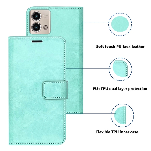 XCRS Folio Magnetic Wallet Cover, PU Leather Pouch with Card Slot and Stand Case for Motorola Moto G Stylus 5G (2023).