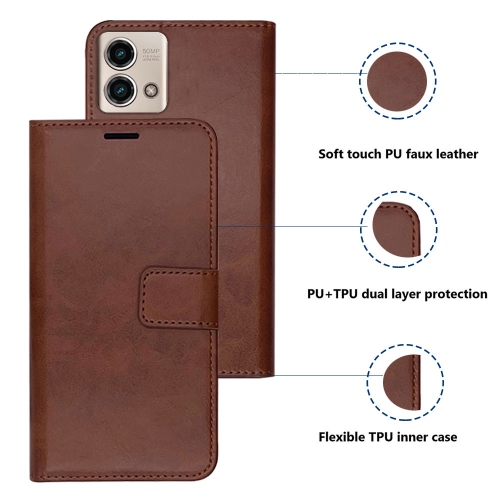 XCRS Folio Magnetic Wallet Cover, PU Leather Pouch with Card Slot and Stand Case for Motorola Moto G Stylus 5G (2023).