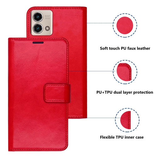 XCRS Folio Magnetic Wallet Cover, PU Leather Pouch with Card Slot and Stand Case for Motorola Moto G Stylus 5G (2023).