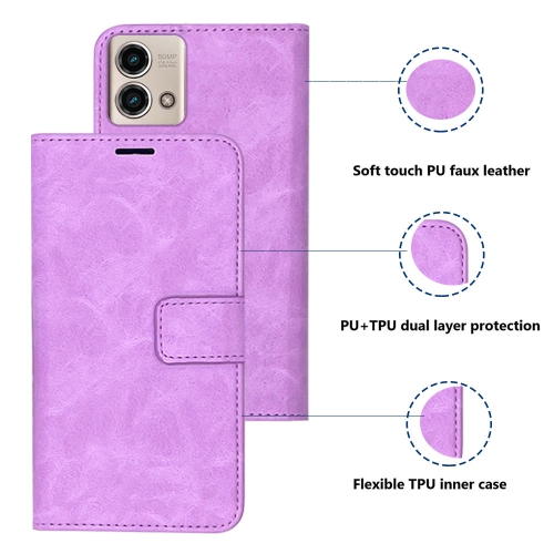 XCRS Folio Magnetic Wallet Cover, PU Leather Pouch with Card Slot and Stand Case for Motorola Moto G Stylus 5G (2023).