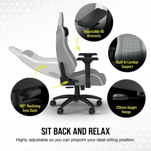 Fauteuil de jeu en similicuir Corsair TC200, gris/blanc