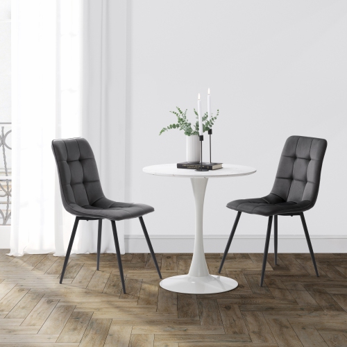 CorLiving Nash Velvet Side Chair With Black Legs, Black