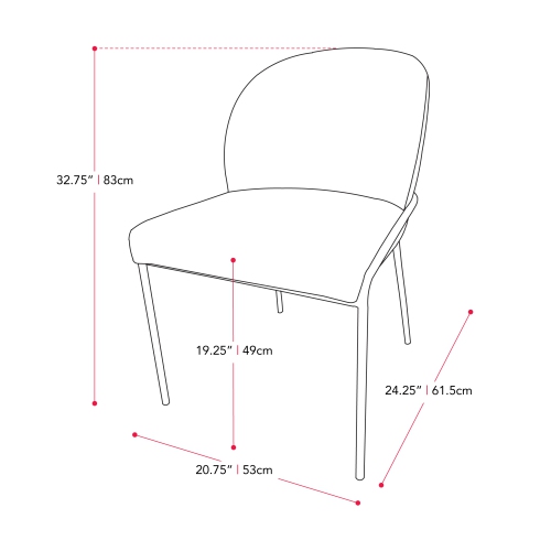 CorLiving Blakeley High Back Modern Upholstered Dining Chairs with Metal Legs, Set of 2