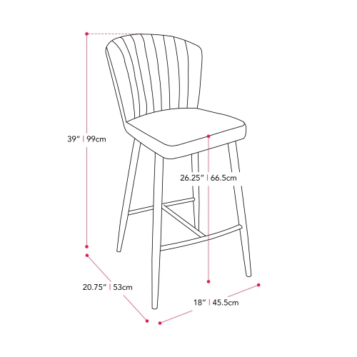 CorLiving Jasper Channel Tufted Barstool