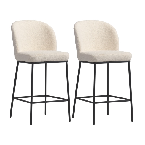 CorLiving Luxury Boucle Bar Stools, Set of 2
