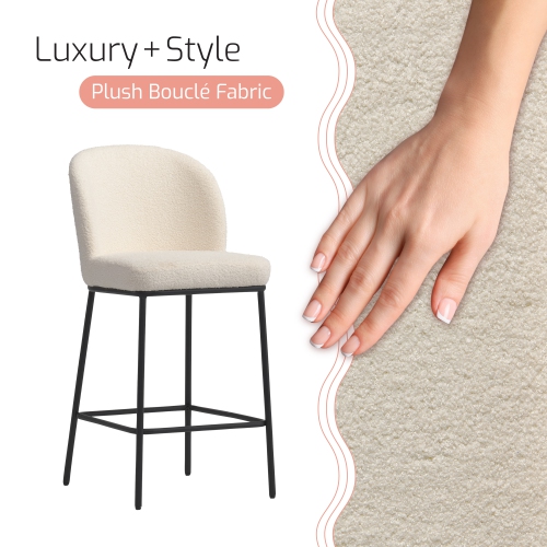 CorLiving Luxury Boucle Bar Stools, Set of 2