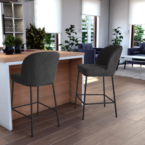 CorLiving Luxury Boucle Bar Stools, Set of 2