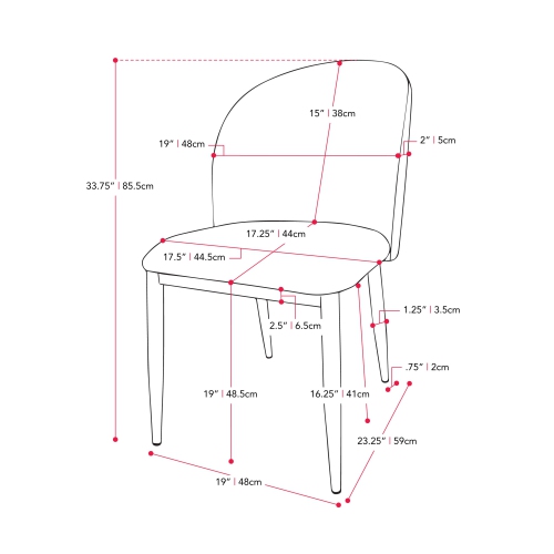 CorLiving Nash Side Chair With Black Legs, Grey
