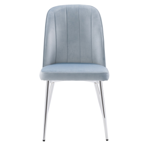 CorLiving Nash Velvet Channel Tufted Side Chair, Blue