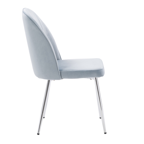 CorLiving Nash Velvet Channel Tufted Side Chair, Blue