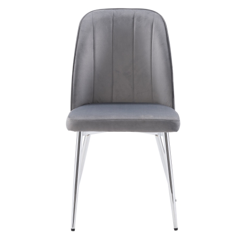 CorLiving Nash Velvet Channel Tufted Side Chair, Dark Grey