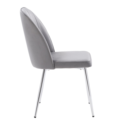 CorLiving Nash Velvet Channel Tufted Side Chair, Dark Grey