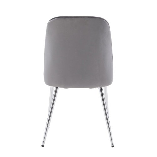 CorLiving Nash Velvet Channel Tufted Side Chair, Dark Grey