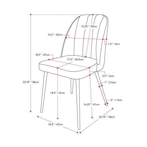 CorLiving Nash Velvet Channel Tufted Side Chair, Dark Grey