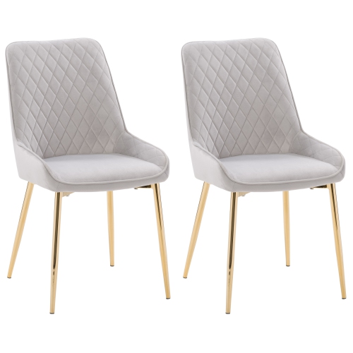 CorLiving Nash Velvet Diamond Tufted Side Chair, Light Grey