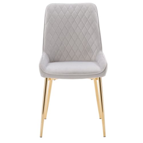 CorLiving Nash Velvet Diamond Tufted Side Chair, Light Grey