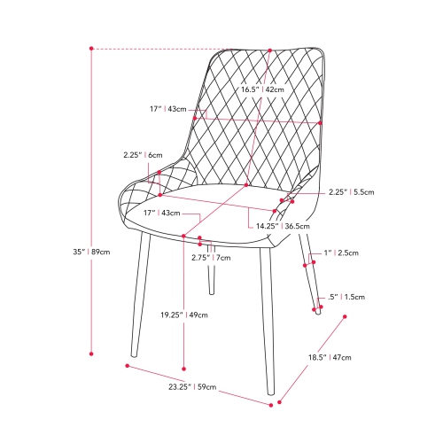 CorLiving Nash Velvet Diamond Tufted Side Chair, Light Grey