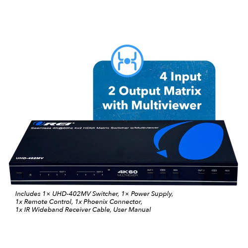 OREI 4K Quad Multi-Viewer 4x2 Seamless Switch