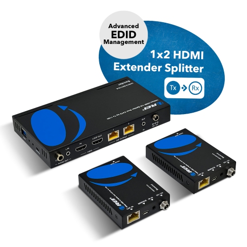 OREI 4K Ultra HD 1x2 HDMI Extender Splitter Over CAT6/7 Up To 115 Ft -EDID