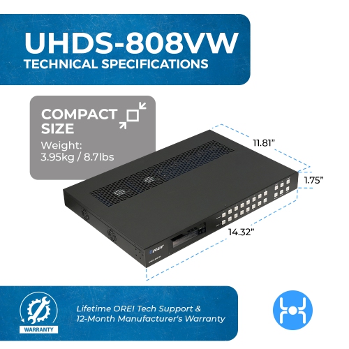 OREI 8x8 4K Seamless Matrix with Video Wall