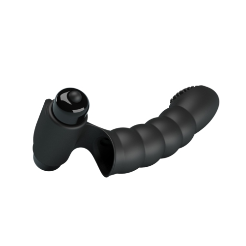 Stimula Finger – The Ultimate Waterproof Ribbed Finger Vibrating Massager Vibrator Sleeve – Delivered in Discreet Packaging - Black