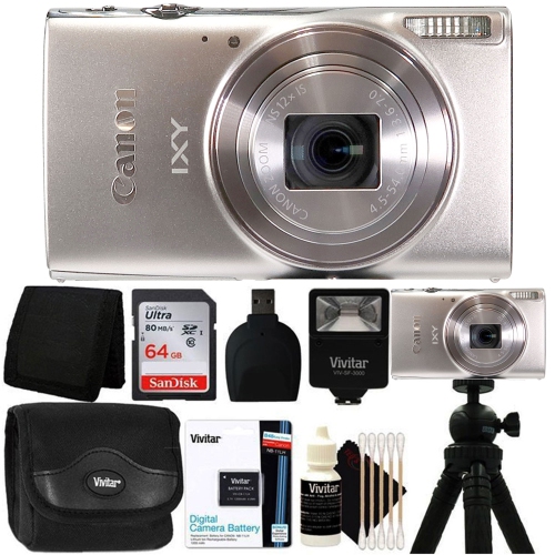 Canon Powershot IXY 650/ELPH 360 Digital Camera Silver and 64GB