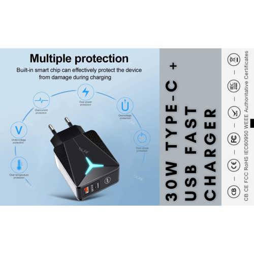 TUTT 3 in 1 Wireless Magnetic Foldable Charger Station Compatible with iPhone AirPods iWatch Galaxy etc + 30W Adapter Included | Support de Station