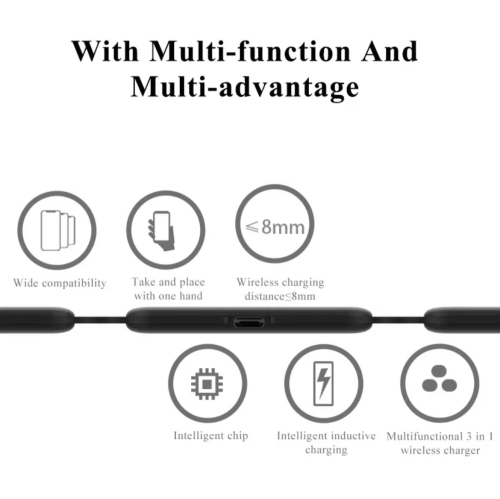 TUTT 3 in 1 Wireless Magnetic Foldable Charger Station Compatible with iPhone AirPods iWatch Galaxy etc + 30W Adapter Included | Support de Station
