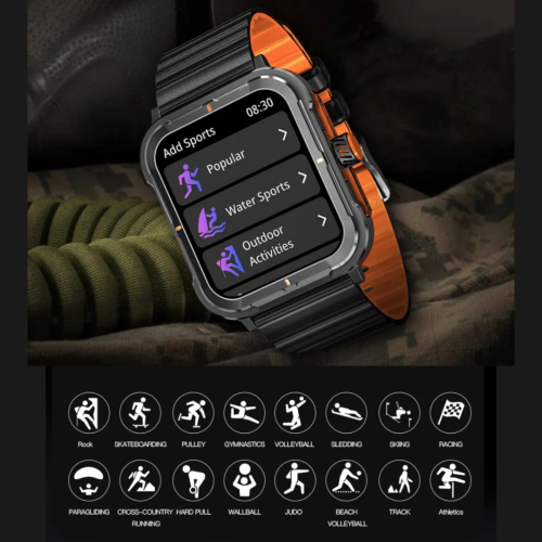 TUTT Smartwatch for Men Women Activity Fitness Tracker Pedometer 1.9" HD Screen | AI Voice | IP67 Waterproof | Health and Sleep Monitoring 128 Memory