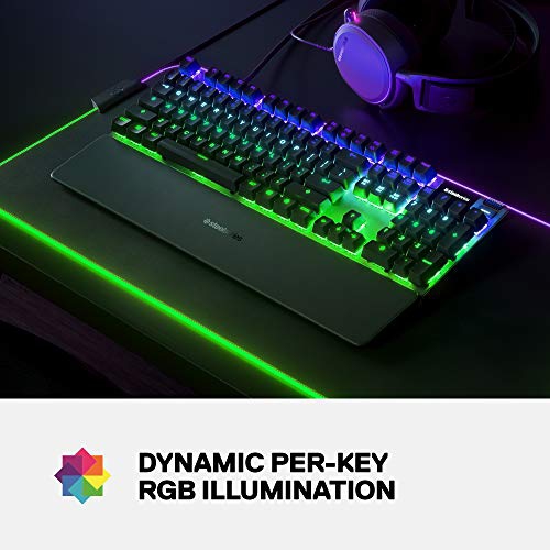 Apex 7 Mechanical Gaming Keyboard OLED Smart Display USB Passthrough and Media Controls Tactile and Quiet RGB Backlit