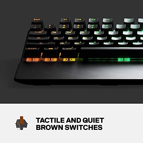 Apex 7 Mechanical Gaming Keyboard OLED Smart Display USB Passthrough and Media Controls Tactile and Quiet RGB Backlit