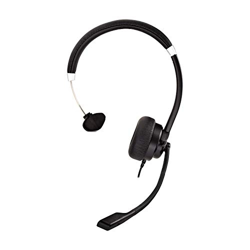 Deluxe Mono Headset, USB, Boom Mic, Adjustable Headband for PC, Mac, Laptop Computer, Chromebook, Black