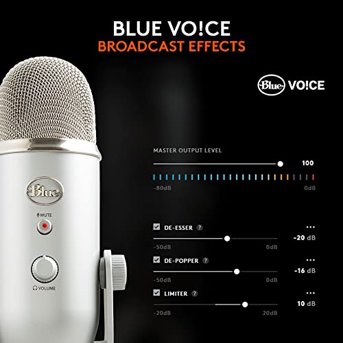 Blue Yeti USB Microphone for PC, Podcast, Gaming, Streaming, Studio, Computer Mic Silver