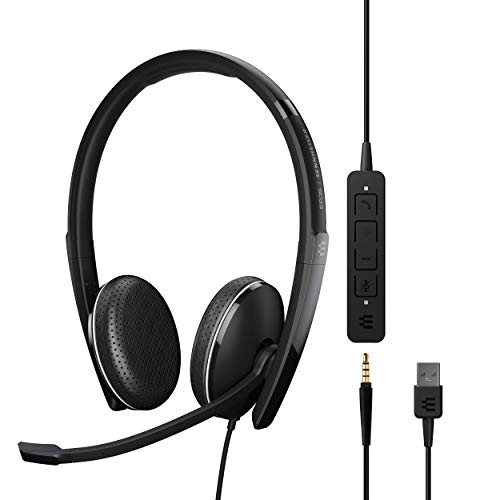 | Sennheiser Adapt 165 USB II Wired, Double-Sided Headset 3.5mm Jack and USB Connectivity UC Optimized Superior Stereo Sound Enhanced Comfort Call Co