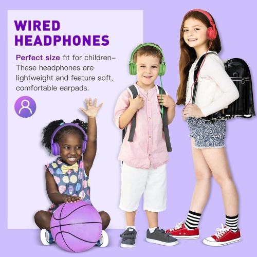 Rockpapa 950 Wired Headphones for Kids Girls Boys for School Classroom with Microphone, On-Ear Foldable