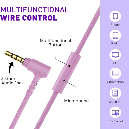 Rockpapa 950 Wired Headphones for Kids Girls Boys for School Classroom with Microphone, On-Ear Foldable