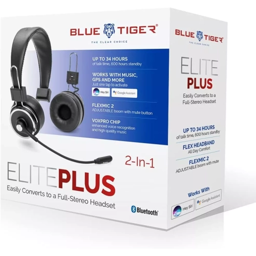 BLUE TIGER  Tiger Elite Plus On Ear Trucking/office Wireless Headset Headphone W/mic - Convertible Tooth Headset