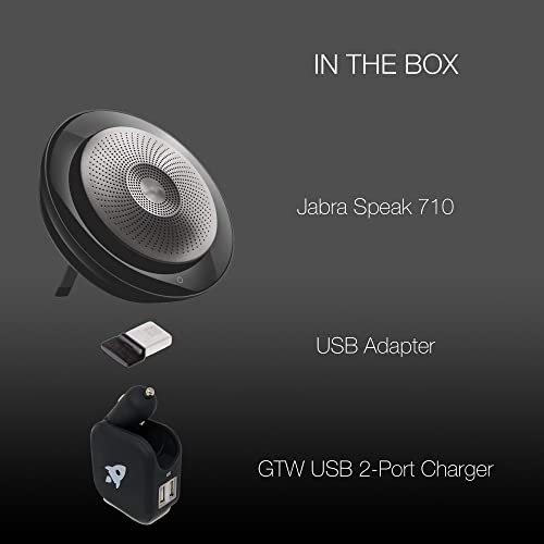 Jabra Speak 710 Bluetooth Speakerphone Jabra USB Dongle, GTW AC Wall Charger Pc, Mac, Tablet, Smartphone, Compatible with Voice, Video & Conferencing