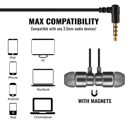Écouteurs bouton avec fil Rider avec microphone et microphone, garantie de 5 ans, câble anti-enchevêtrement renforcé, écouteurs bouton avec