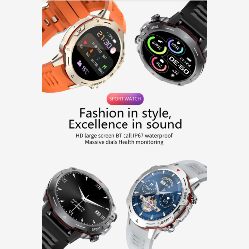 TUTT H9 Men Outdoor Sport Smart Watch with Speaker Activity Fitness Tracker SmartWatch Health Stress & Sleep Monitoring | 128 Memory | AI Voice IP67