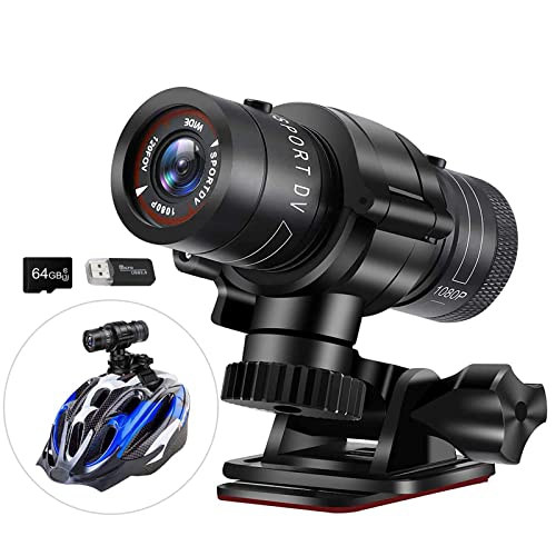 ALVURI  Bicycle Motorbike Helmet Camera, HD 1080P Sports Action Camera, Motorcycle Video Dv Camcorder, Waterproof Bike Car Video Recorder, Mini Action