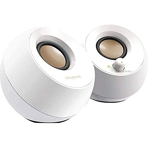 CREATIVE  Pebble 2.0 USB-Powered Desktop Speakers With Far-Field Drivers And Passive Radiators for PCs And Laptops (White)