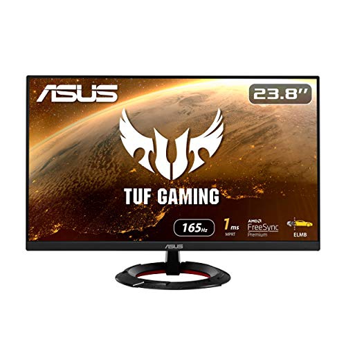 TUF Gaming 23.8 1080P Monitor Full HD, IPS, 165Hz (Supports 144Hz), 1ms, Extreme Low Motion Blur, Speaker, FreeSync Premium, Shadow Boost, VESA