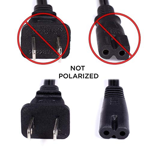 Figure 8 Cordon d'alimentation avec fil de cuivre non polarisé pour satellite, CATV, consoles de jeu et plus NEMA 1-15P à C7 C8 / IEC 320 UL, noir, 6