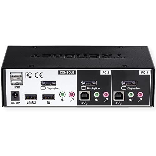 2-Port DisplayPort KVM Switch, DisplayPort 1.2 KVM, Connect and Control Two Computers, Supports 4K UHD Resolution, 3840 x 2160 at 60Hz, 2-Port USB