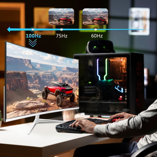 U24C 24 inch 1080P 1920 x 1080 Full HD LED Backlit 100Hz 1650R Curved Monitor, 99% sRGB, HDMI + DP