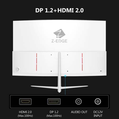 U24C 24 inch 1080P 1920 x 1080 Full HD LED Backlit 100Hz 1650R Curved Monitor, 99% sRGB, HDMI + DP