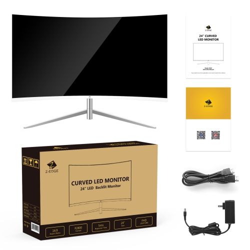 U24C 24 inch 1080P 1920 x 1080 Full HD LED Backlit 100Hz 1650R Curved Monitor, 99% sRGB, HDMI + DP