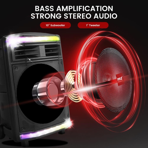 Bluetooth PA Speaker System - Portable Indoor / Outdoor Loudspeaker with Rechargeable Battery, Flashing Party Lights, MP3/USB/Micro SD Readers, FM